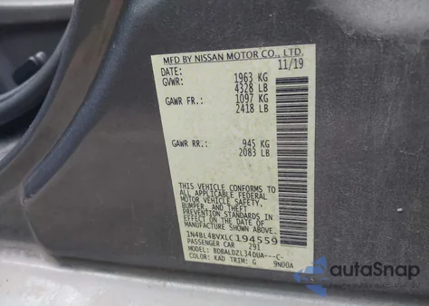 2020 Nissan Altima S Fwd z USA, uszkodzony, nr VIN 1N4BL4BVXLC194559